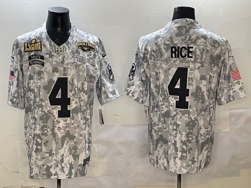 Men Kansas City Chiefs #4 Rice Camo 2025 Nike Salute to Service Limited NFL Jersey style 6